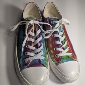 Converse Rainbow Metallic Low Top Chuck Taylor All Star Sneakers Size 8